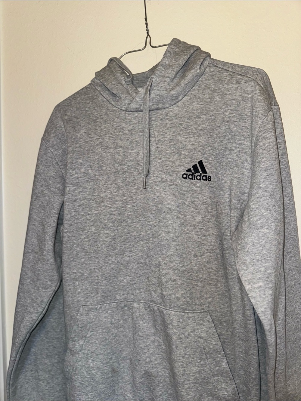 adidas Grey Heather Pullover Hoodie with Black Logo